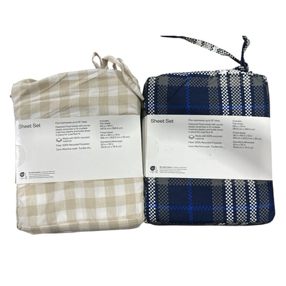 Room Essentials Twin XL Microfiber Sheet Sets Plaid & Checkered Wrinkle Resistant Brushed For Softness 100% Recycled Polyester