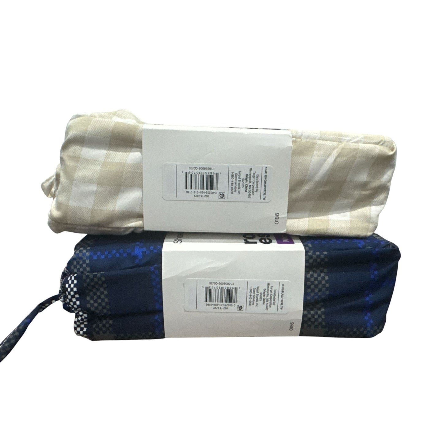 Room Essentials Twin XL Microfiber Sheet Sets Plaid & Checkered Wrinkle Resistant Brushed For Softness 100% Recycled Polyester