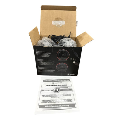 Enhance USB Stereo Speakers With LED Accents & Rubberized Housing 10W RMS Power 3.5mm AUX & USB Input