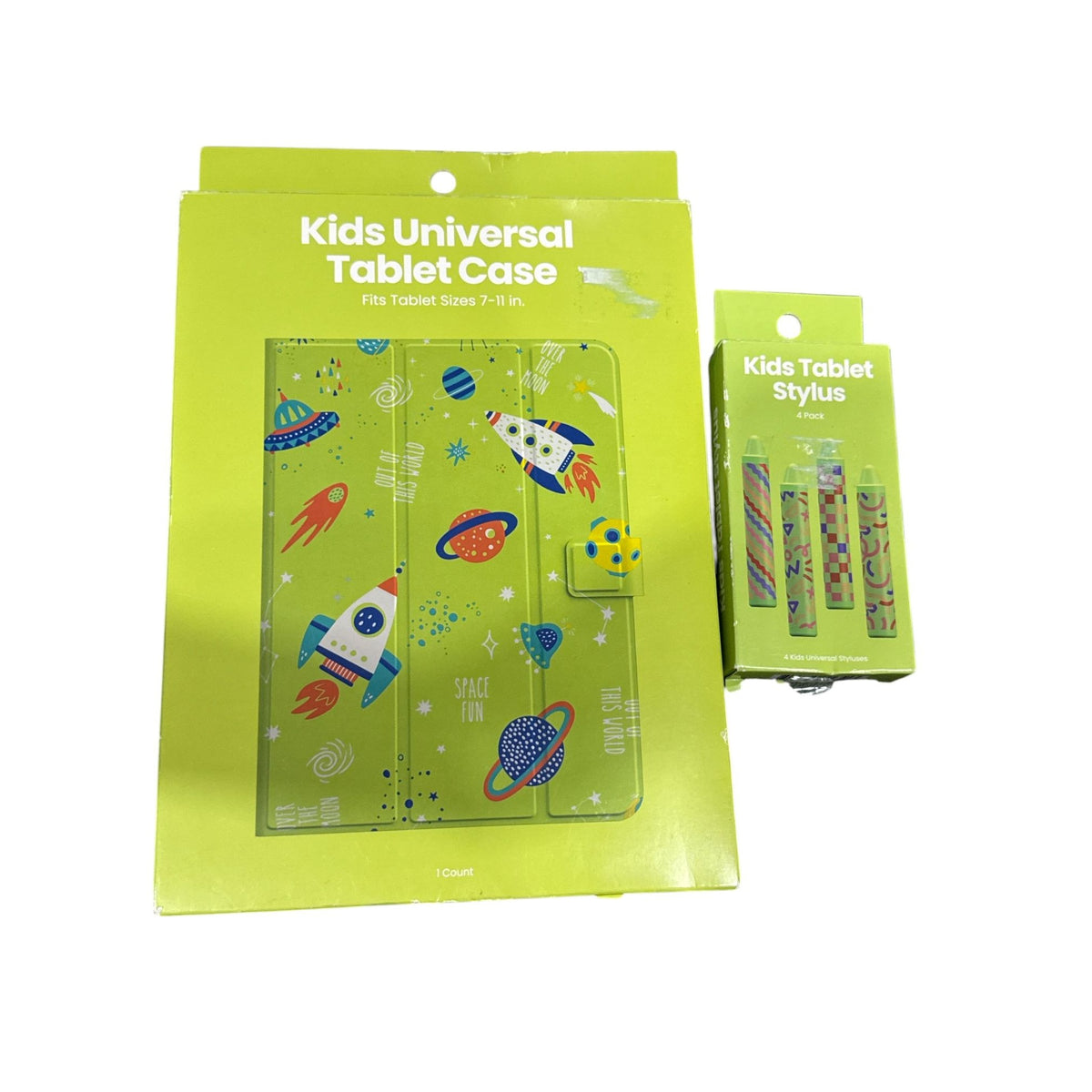 Kids Universal Tablet Case & Stylus Set Fits 7-11 Inch Tablets With Space Theme Design