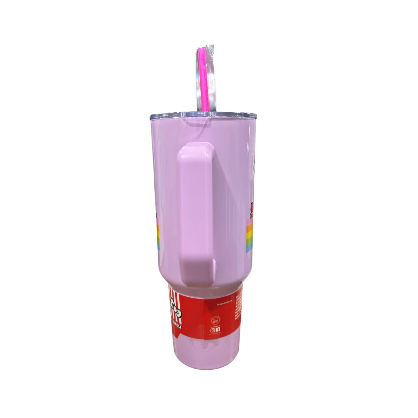 Hello Kitty 40 Oz Stainless Steel Tumbler With Handle & Straw - Pastel Rainbow Design
