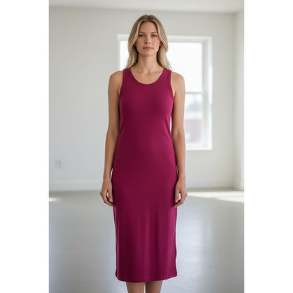 Lovestitch Sleeveless Burgundy Midi Tank Dress MEDIUM