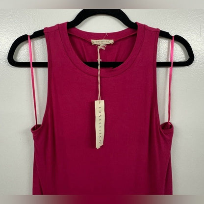 Lovestitch Sleeveless Burgundy Midi Tank Dress MEDIUM