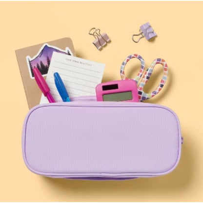 UP&UP Triple Zip Multicompartment Pencil Case Pouch Purple