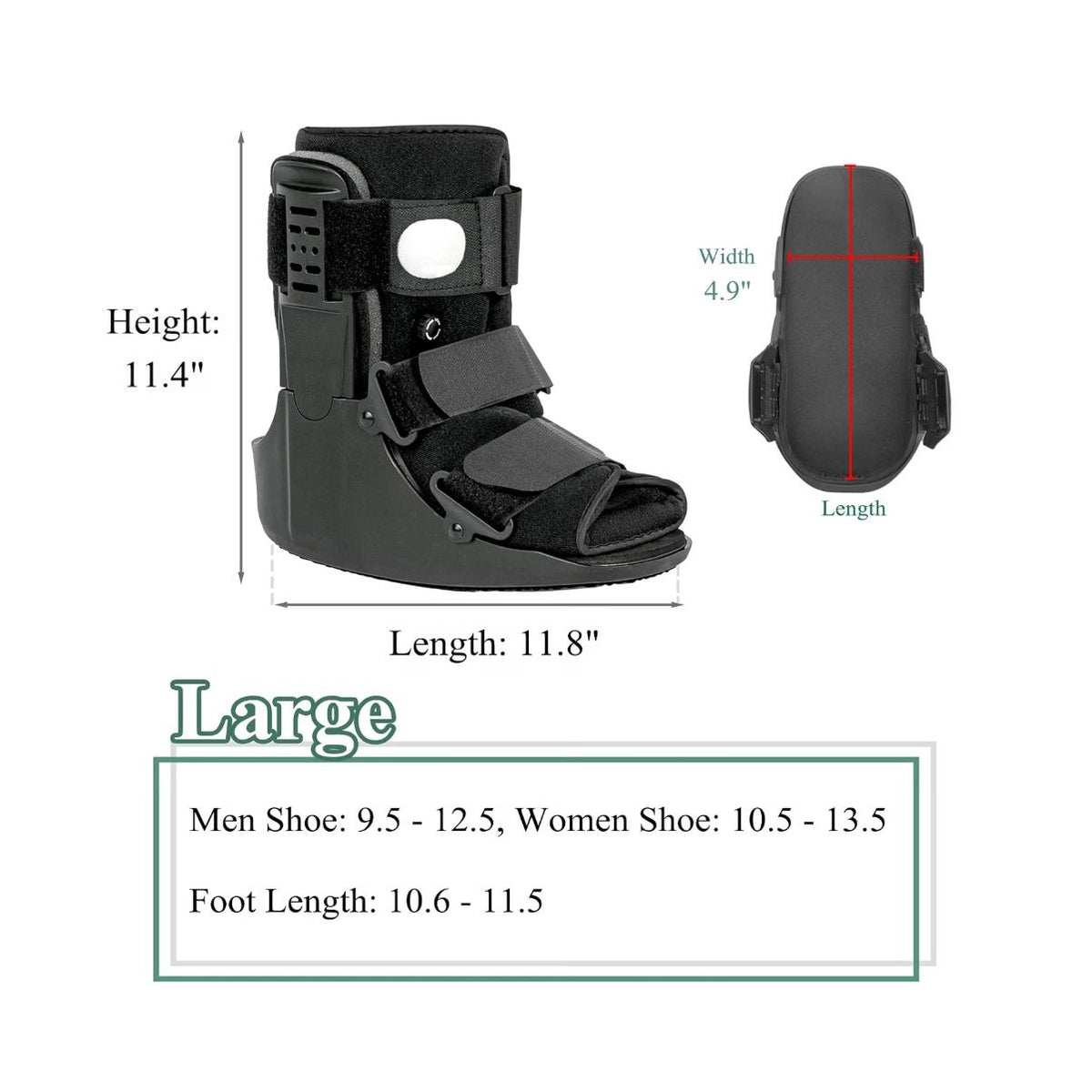 Walking Boot for Broken & Injured Foot, Sprained Ankle, Fracture, L