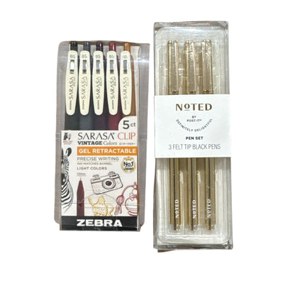 Astrodesigns Cardstock 50 Sheets, Zebra Sarasa Clip Gel Pens 5ct, & Noted By Post-It Felt Tip Pens 3ct