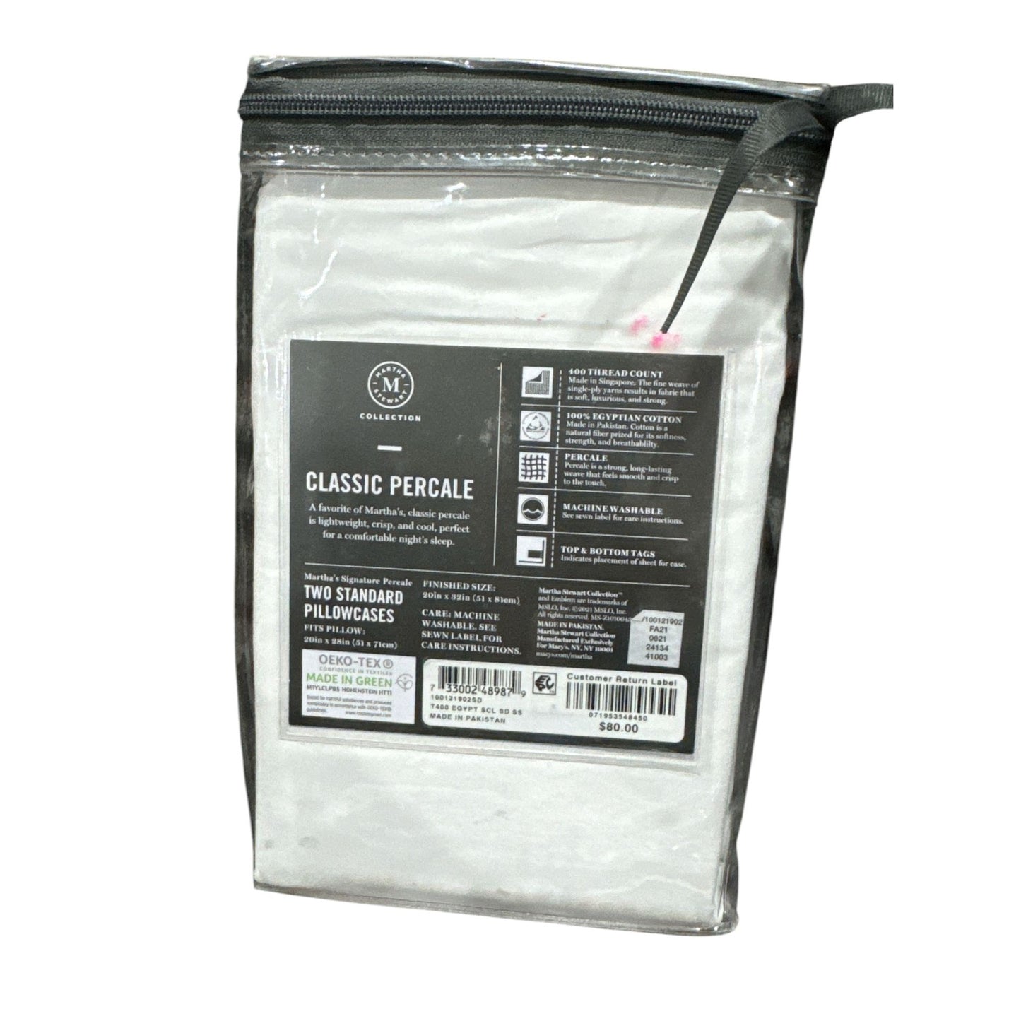 Martha Stewart Collection 100% Egyptian Cotton 400 Thread Count Pillowcases Standard Size