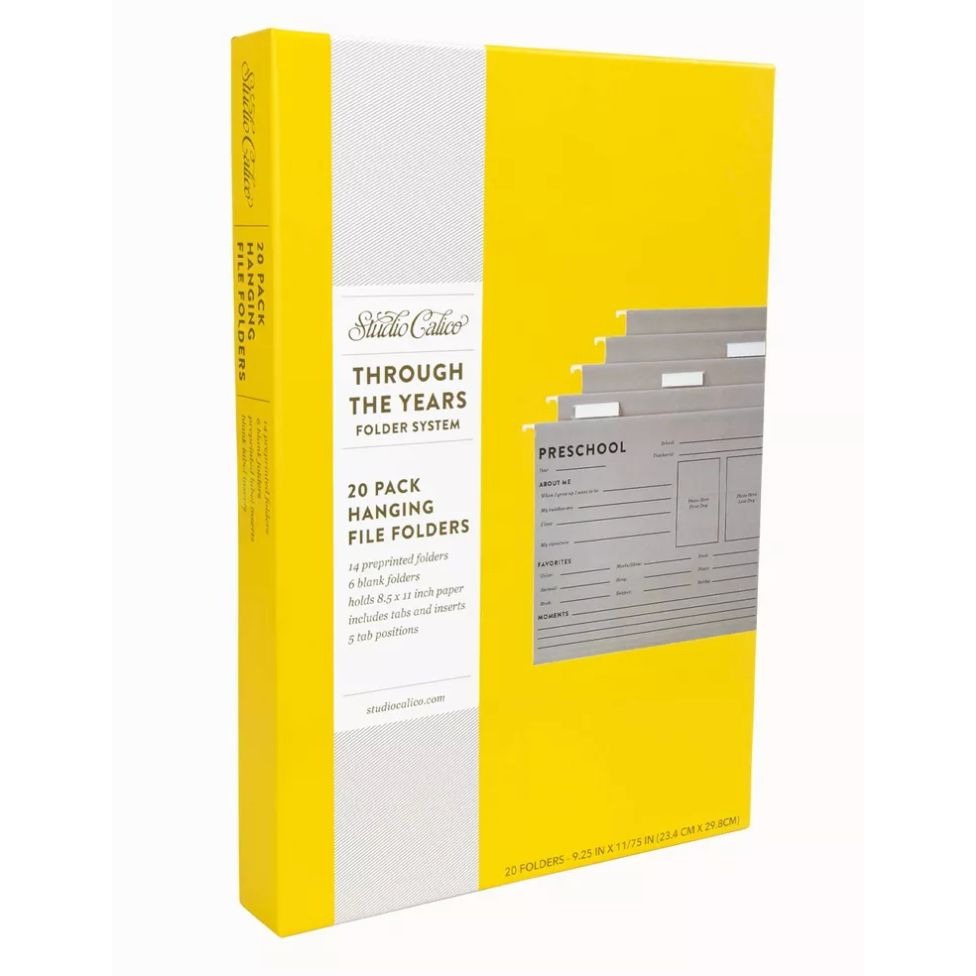 Studio Calico 20-Pack Hanging File Folders Through The Years Folder System Preprinted & Blank Yellow