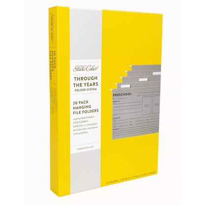 Studio Calico 20-Pack Hanging File Folders Through The Years Folder System Preprinted & Blank Yellow