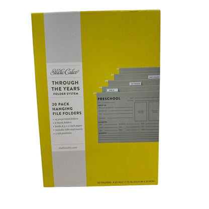 Studio Calico 20-Pack Hanging File Folders Through The Years Folder System Preprinted & Blank Yellow