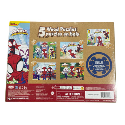 Marvel Spidey And His Amazing Friends 5-Piece Wooden Puzzle Set For Kids Ages 4+