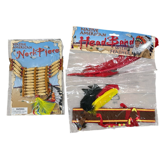 Native American-Themed Necklace & Headband Set With Feathers Costume Accessories Ages 8+/14+ Forum Novelties