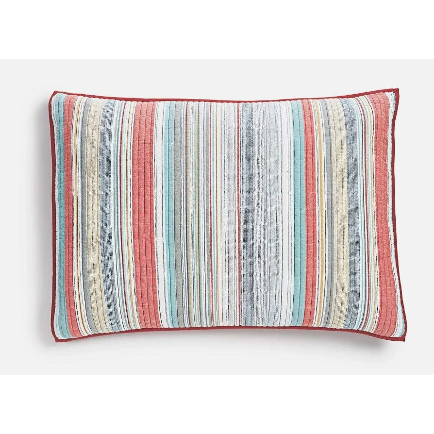 Martha Stewart Collection Backyard Yarndye 100% Cotton Standard Sham - Multicolor Striped Design