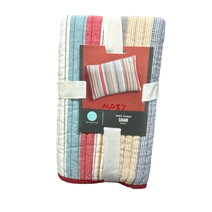 Martha Stewart Collection Backyard Yarndye 100% Cotton Standard Sham - Multicolor Striped Design