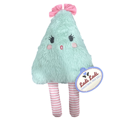 Ladi Ladi Plush Christmas Tree Doll With Bow & Striped Legs Soft Green & Pink Toy For Babies