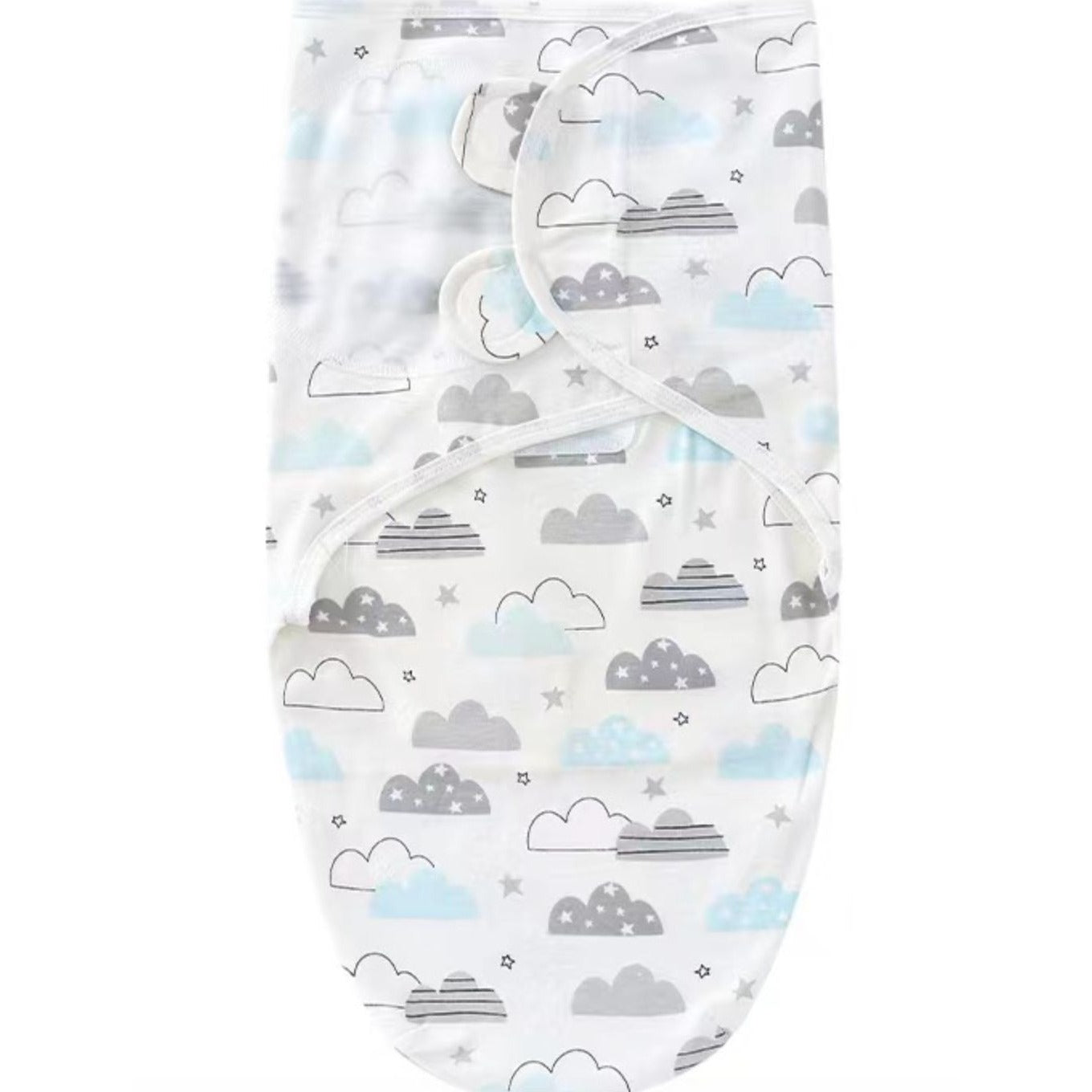 Baby Colorful Cloud Swaddle Blanket & Hat Set With Cloud Print And Ear Details Newborn Size