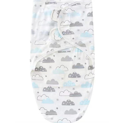 Baby Colorful Cloud Swaddle Blanket & Hat Set With Cloud Print And Ear Details Newborn Size