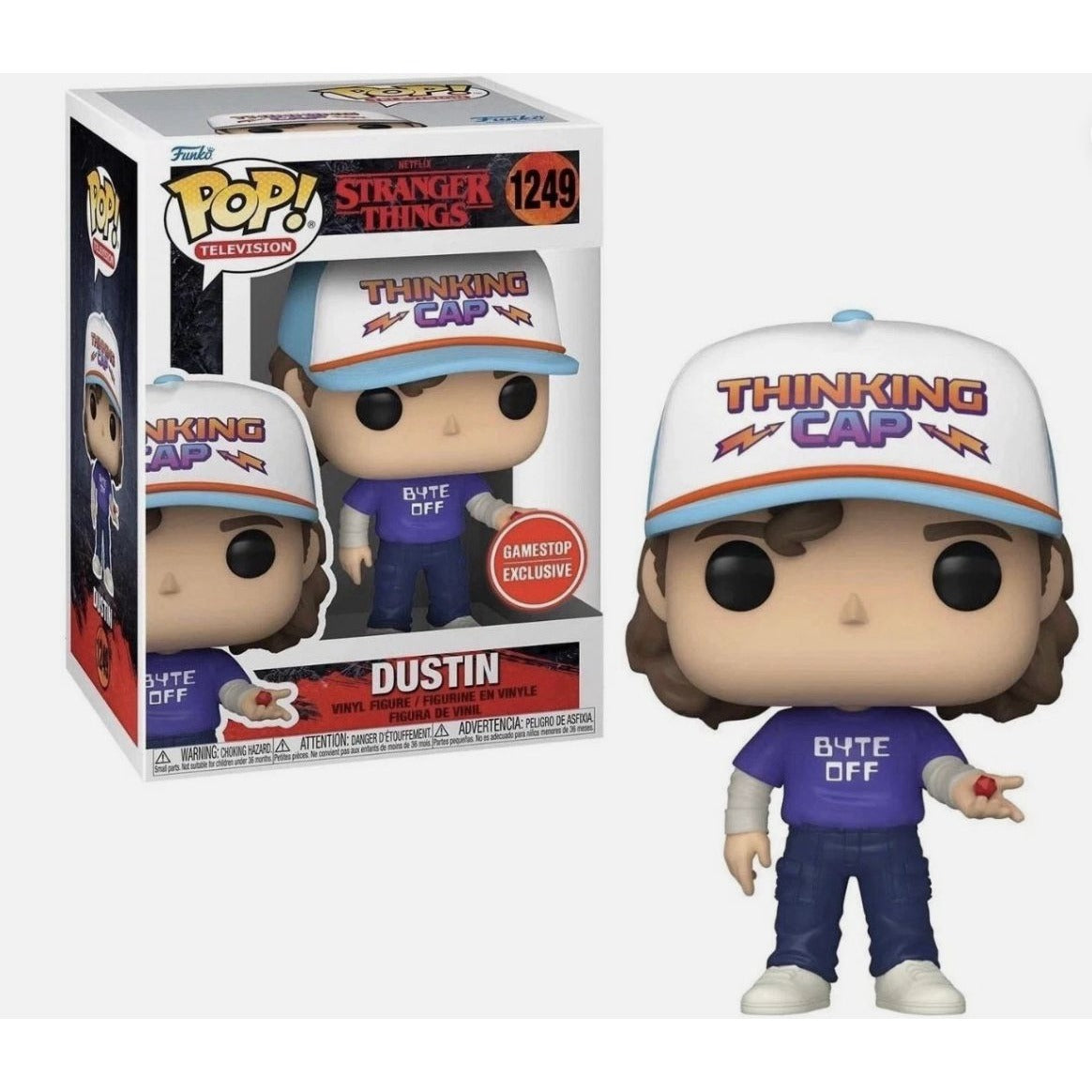 Funko Pop Stranger Things Dustin Vinyl Figure 1249 GameStop Exclusive Collectible