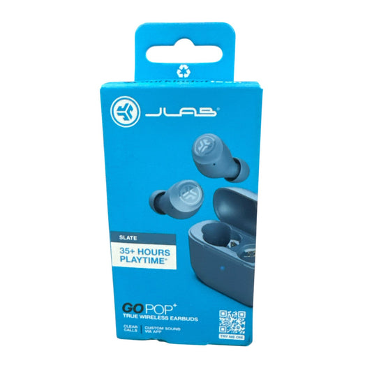 JLab Go Pop+ True Wireless Earbuds With 35+ Hours Playtime Slate Color Sweatproof Dual Connect Charging Case Included