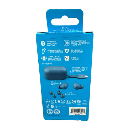 JLab Go Pop+ True Wireless Earbuds With 35+ Hours Playtime Slate Color Sweatproof Dual Connect Charging Case Included
