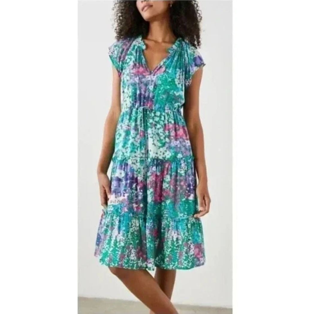 Rails Women's Floral Tiered Midi Dress Eco-Friendly Lightweight Fabric Size Small