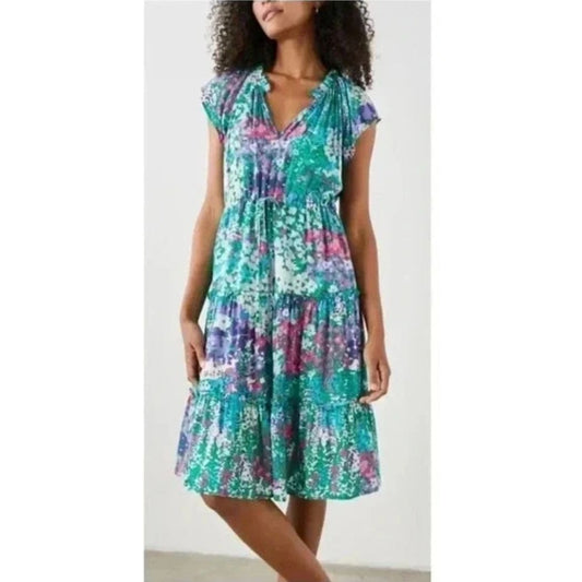 Rails Women's Floral Tiered Midi Dress Eco-Friendly Lightweight Fabric Size Small