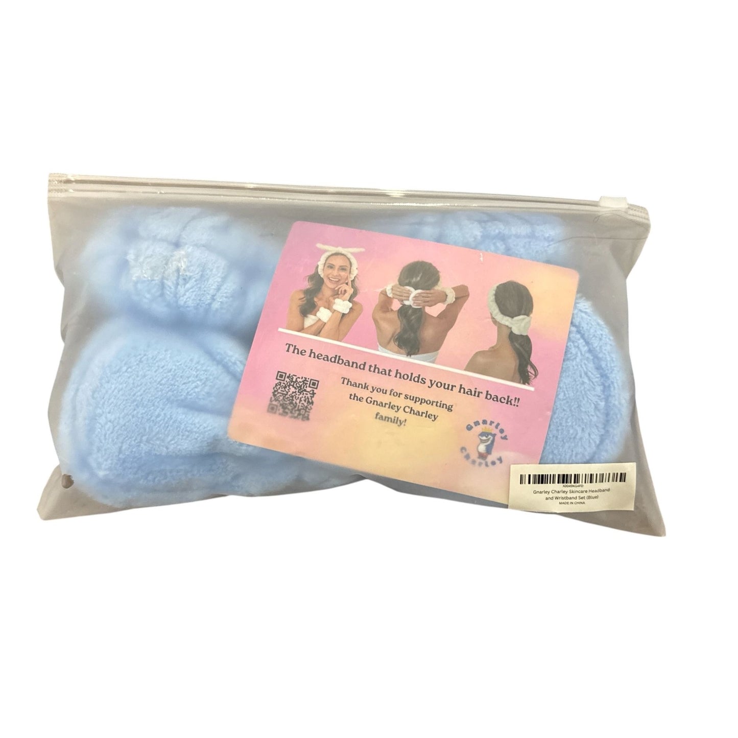 Wet Brush Mini Detangler & Gnarly Charley Skincare Headband With Wristbands Set Blue For Hair Care & Skincare Routines