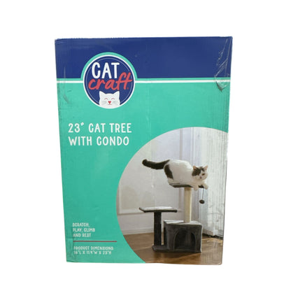 Cat Craft 23" Cat Tree With Condo Multi-Level Activity Center For Climbing Lounging & Play 16" L x 11.4" W x 23" H