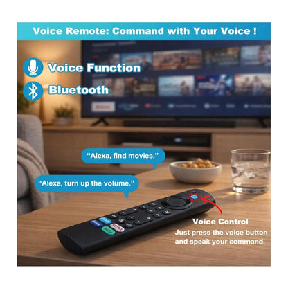 Replacement Voice Remote Control For AMZ Smart TVs With Alexa & App Buttons - Compatible With Fire Stick & Cube Models