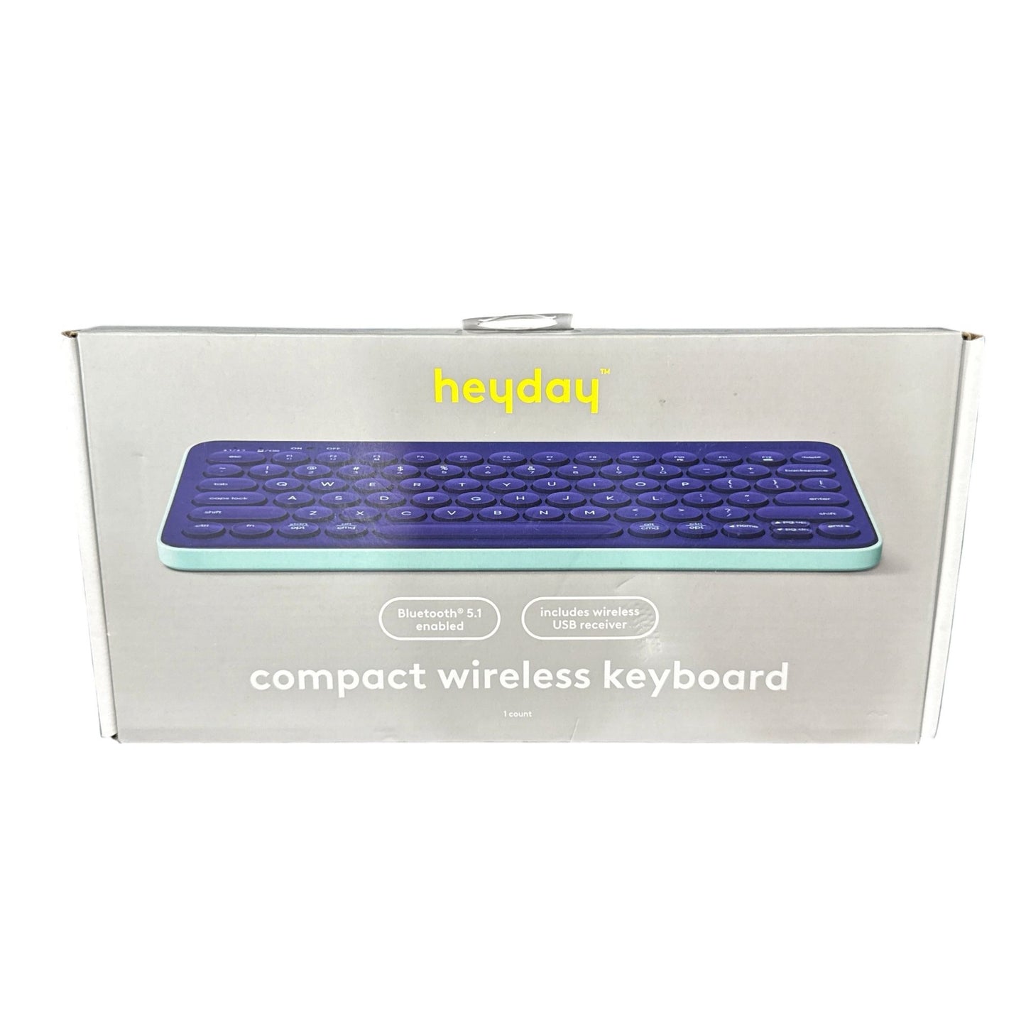 Heyday Compact Wireless Keyboard, Mouse, True Wireless Earbuds & Charging Cable Set Bluetooth 5.1 Purple & Mint