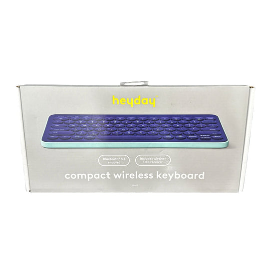 Heyday Compact Wireless Keyboard, Mouse, True Wireless Earbuds & Charging Cable Set Bluetooth 5.1 Purple & Mint