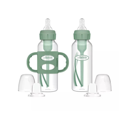 Dr. Browns Anti-Colic Options+ Transition Bottle To Sippy Starter Set BPA-Free 8 Oz Green