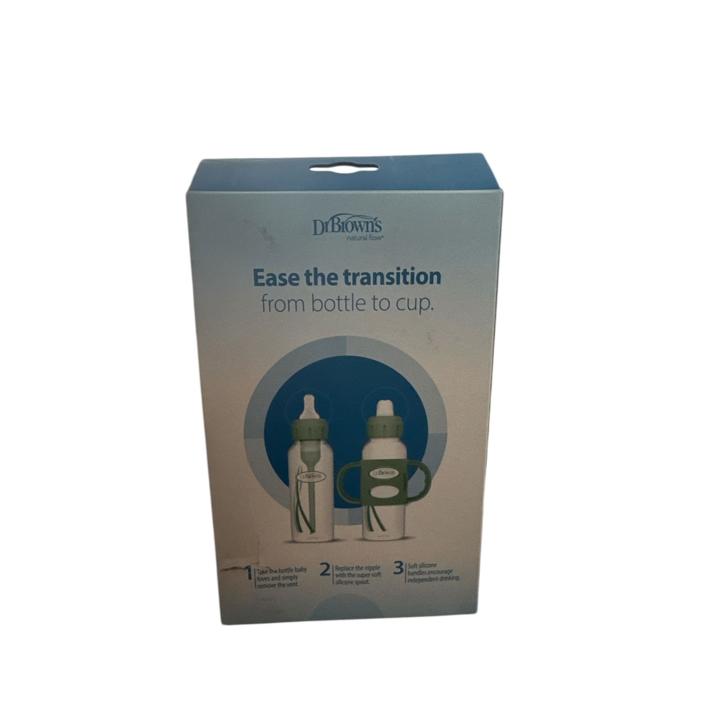 Dr. Browns Anti-Colic Options+ Transition Bottle To Sippy Starter Set BPA-Free 8 Oz Green