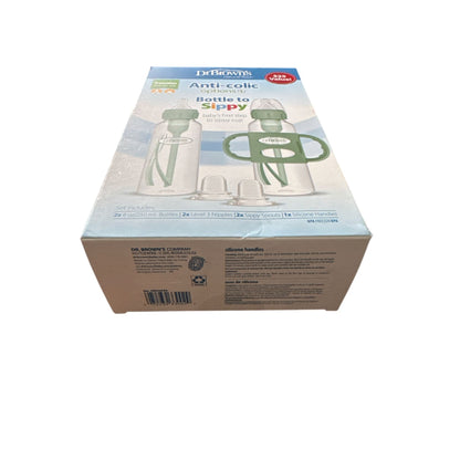 Dr. Browns Anti-Colic Options+ Transition Bottle To Sippy Starter Set BPA-Free 8 Oz Green
