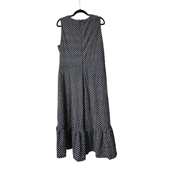London Times Navy & White Sleeveless Wrap Midi Dress Size 16 US