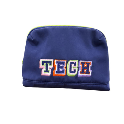 Heyday Blue Tech Pouch With Lime Green Accents Embroidered Design Compact Storage For Small Electronics & Accessories