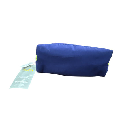 Heyday Blue Tech Pouch With Lime Green Accents Embroidered Design Compact Storage For Small Electronics & Accessories