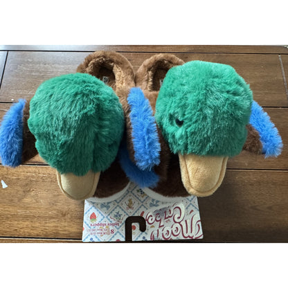Mallard Duck Plush Slippers Ladies Size S (5/6) Moon Cake Memory Foam Indoor Outdoor Use