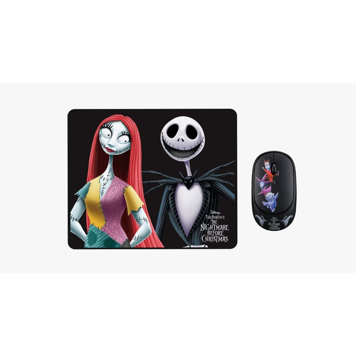 Disney The Nightmare Before Christmas Wireless Mouse & Mousepad Bundle Silent Click Ergonomic Design Travel-Size Mousepad