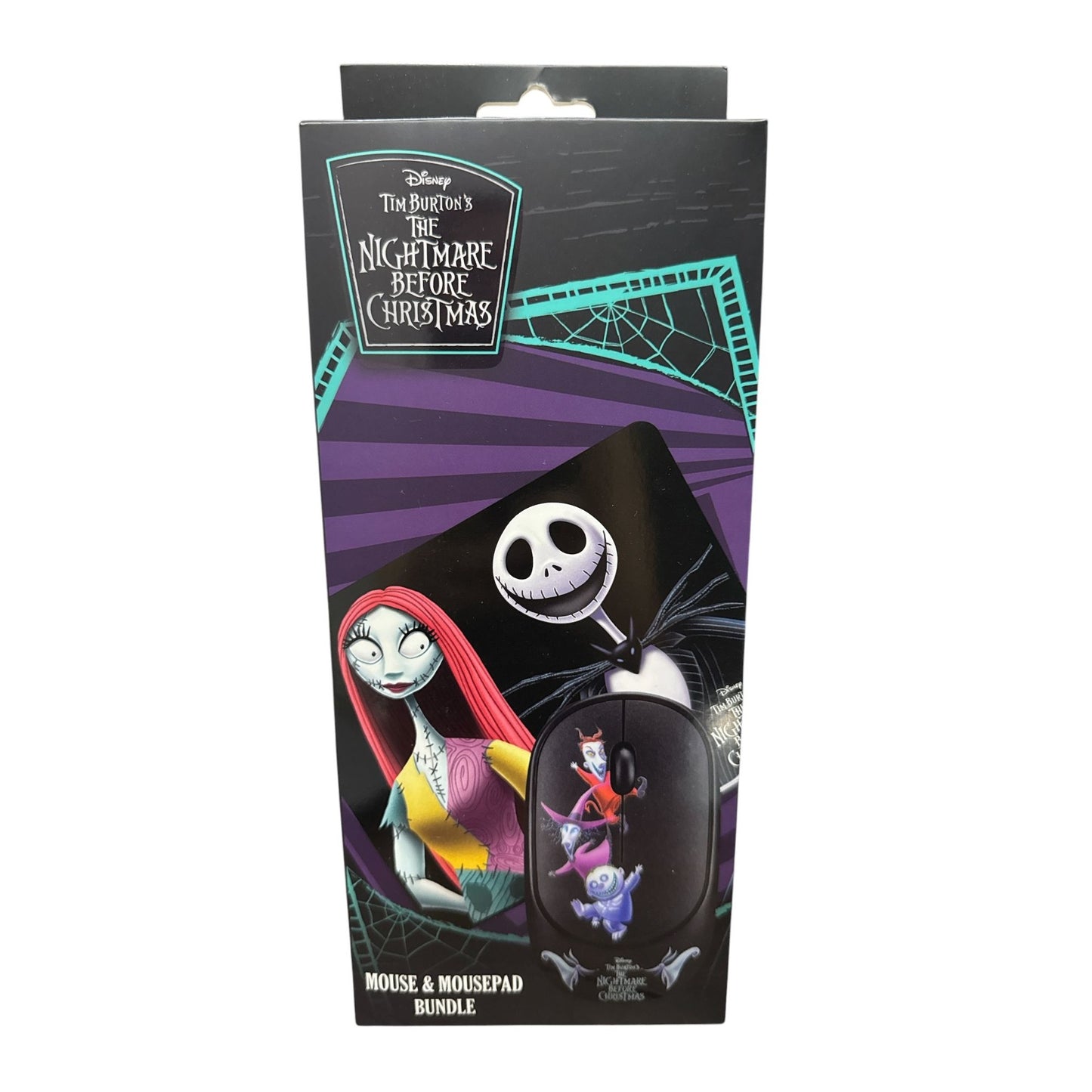 Disney The Nightmare Before Christmas Wireless Mouse & Mousepad Bundle Silent Click Ergonomic Design Travel-Size Mousepad