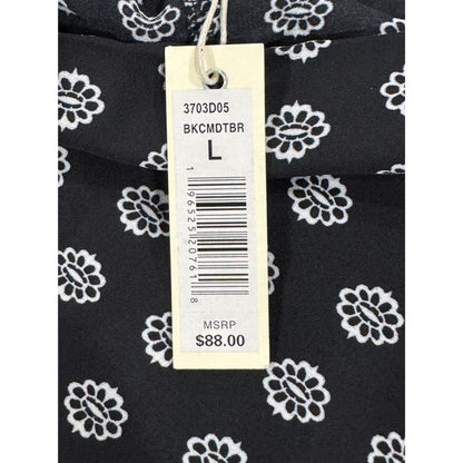 Max Studio Women's Black & White Floral Print Shorts Size Large MSRP $88