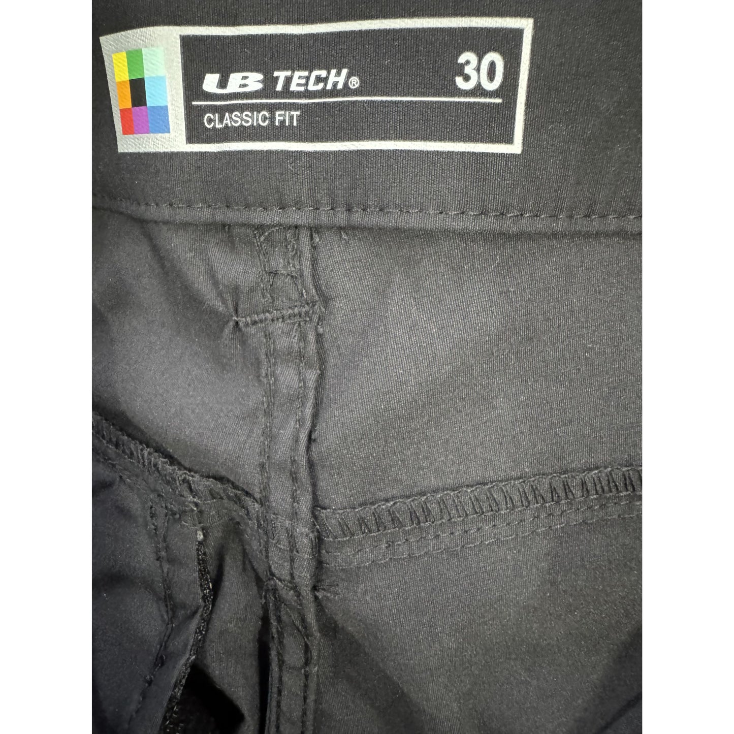 UB Tech Men's Black Nylon Spandex Cargo Shorts Size 30 Classic Fit Lightweight Durable