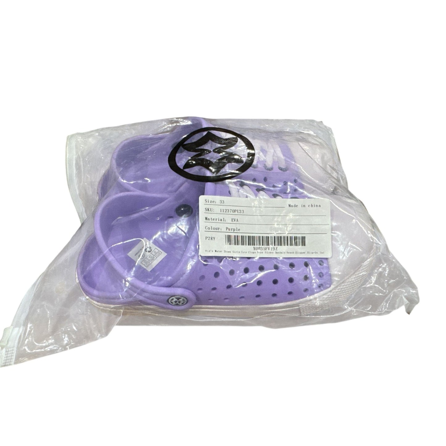 Kids Purple Water Shoes With Closed-Toe Design, Size 33 (US 1.5) For Beach Or Casual Wear