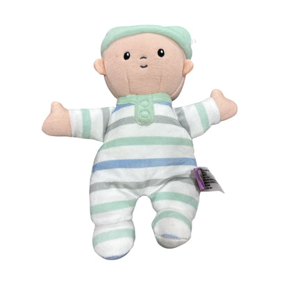 Giggle Scape Soft Little Baby Doll Plush Striped Pajamas & Mint Green Cap 9" New