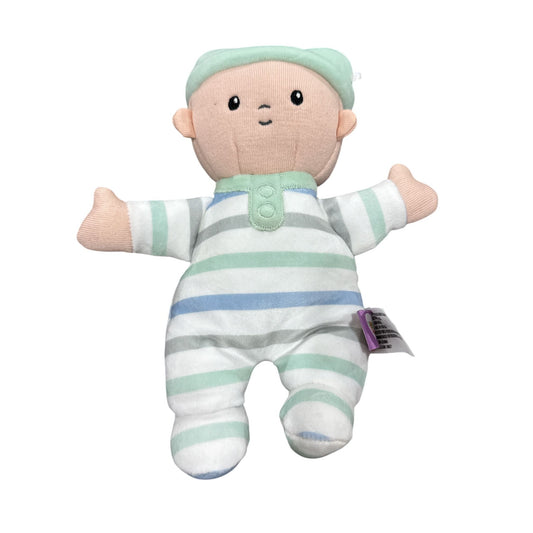 Giggle Scape Soft Little Baby Doll Plush Striped Pajamas & Mint Green Cap 9" New