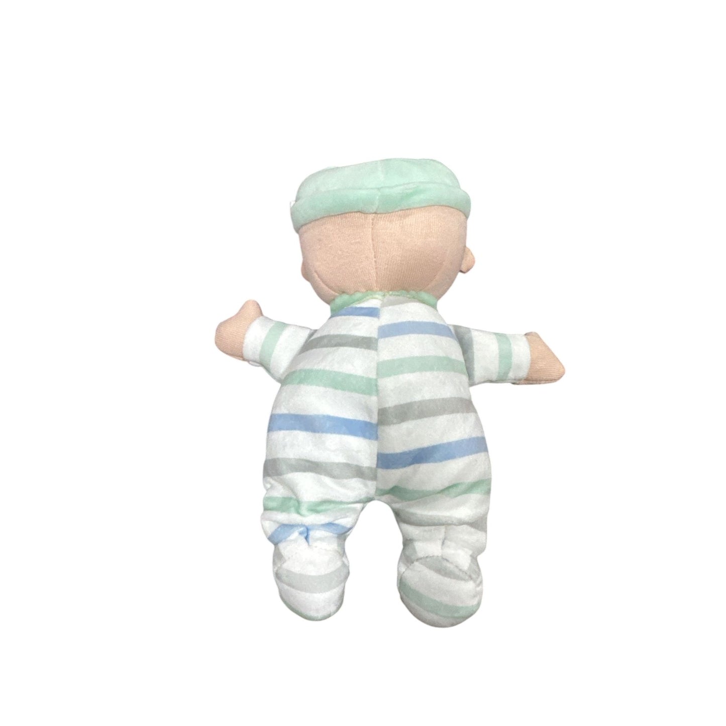 Giggle Scape Soft Little Baby Doll Plush Striped Pajamas & Mint Green Cap 9" New
