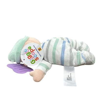 Giggle Scape Soft Little Baby Doll Plush Striped Pajamas & Mint Green Cap 9" New