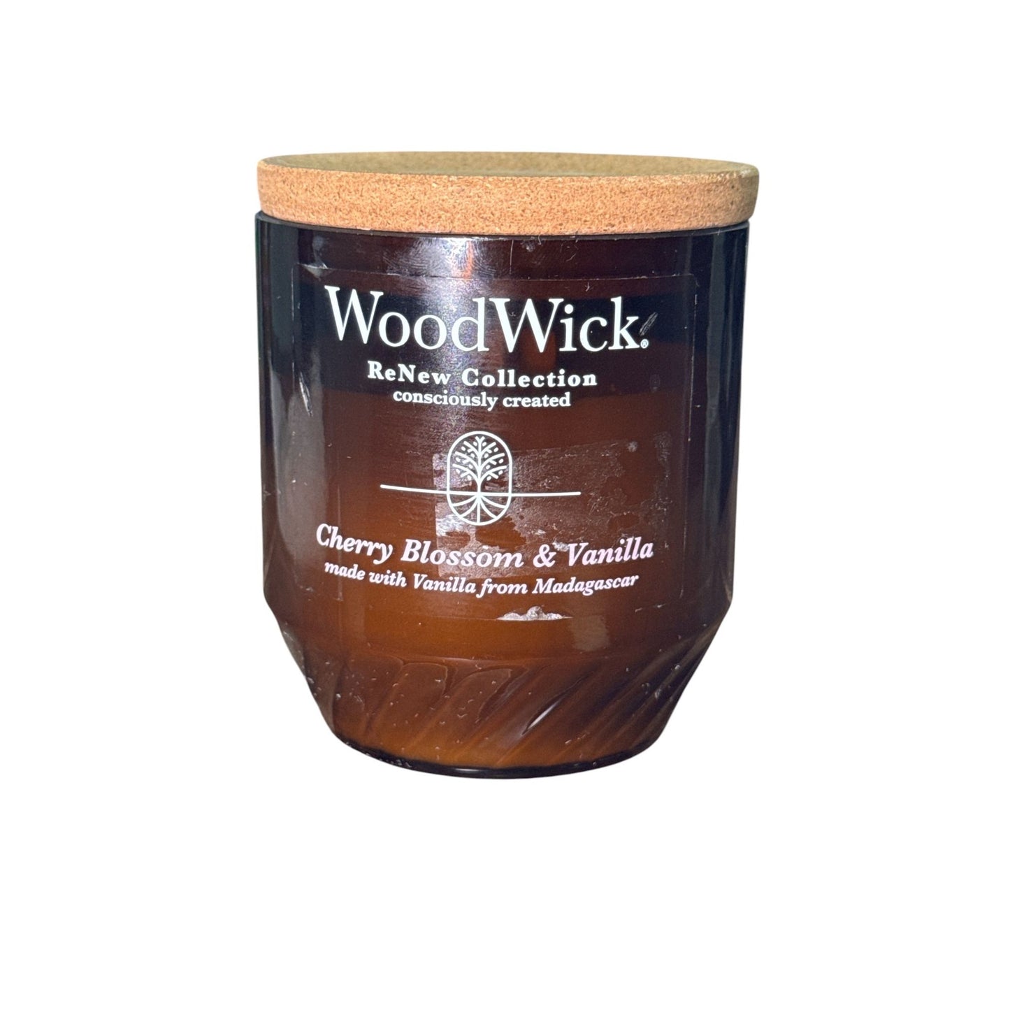 WoodWick ReNew Collection Cherry Blossom & Vanilla Candle - 6.5 oz - Cork Lid - Recycled Glass Vessel