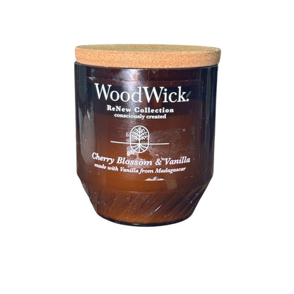 WoodWick ReNew Collection Cherry Blossom & Vanilla Candle - 6.5 oz - Cork Lid - Recycled Glass Vessel