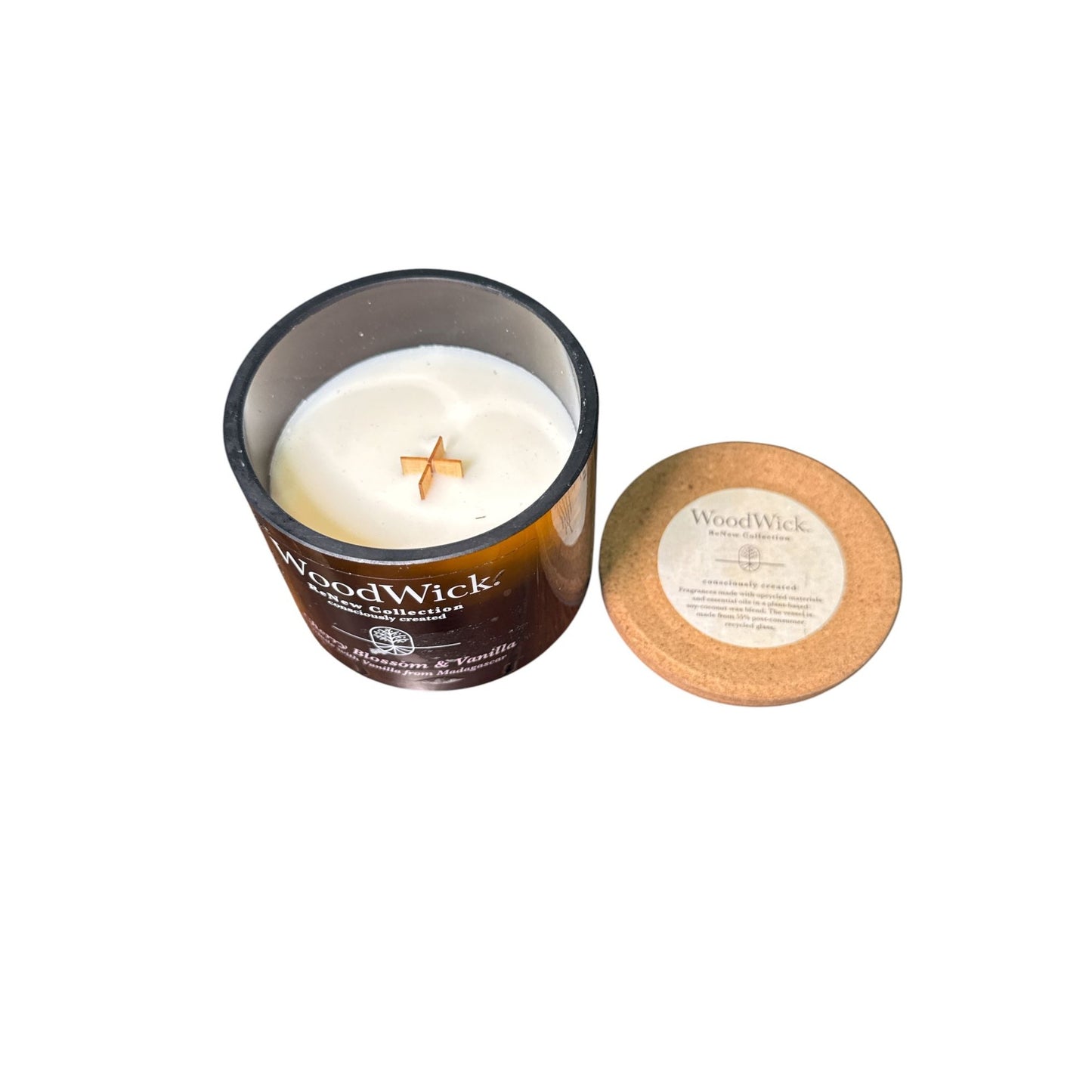 WoodWick ReNew Collection Cherry Blossom & Vanilla Candle - 6.5 oz - Cork Lid - Recycled Glass Vessel